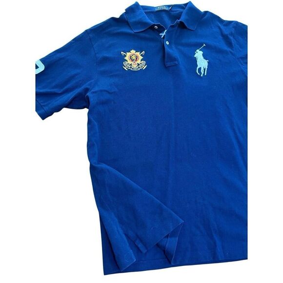 Polo Ralph Lauren Big Pony Crest Mesh Polo Big & Tall Men’s XLT Navy “2” VTG - Picture 8 of 14